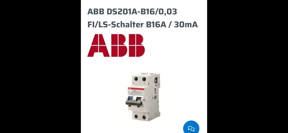 RCDBO FI/LS-Schalter ABB B16 30mA in Willanzheim