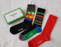 NeuSet 3x Socken 41-46 Happy Socks Baumwolle schwarz bunt orange Nordrhein-Westfalen - Neuss Vorschau