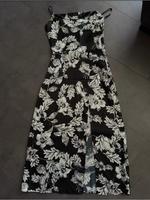Kleid mit Blumen drapiertem Kragen Schlitz satin Optik Gr. S Harburg - Hamburg Marmstorf Vorschau