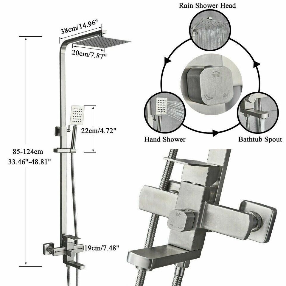 Edelstahl Duscharmatur Duschset Regendusche Duschsystem in Weilburg