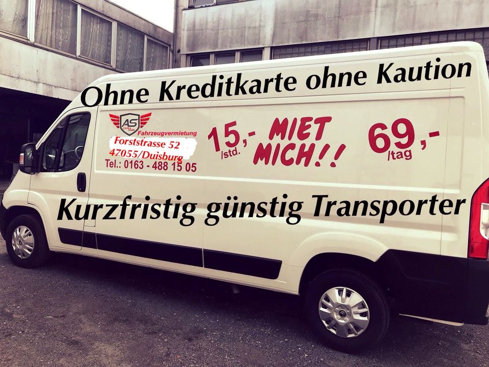 Transporter mieten ohne Kaution kurzfristig günstig unkompliziert in Duisburg