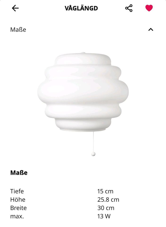 Wandlampe, Lampe, Ikea in Eggstedt