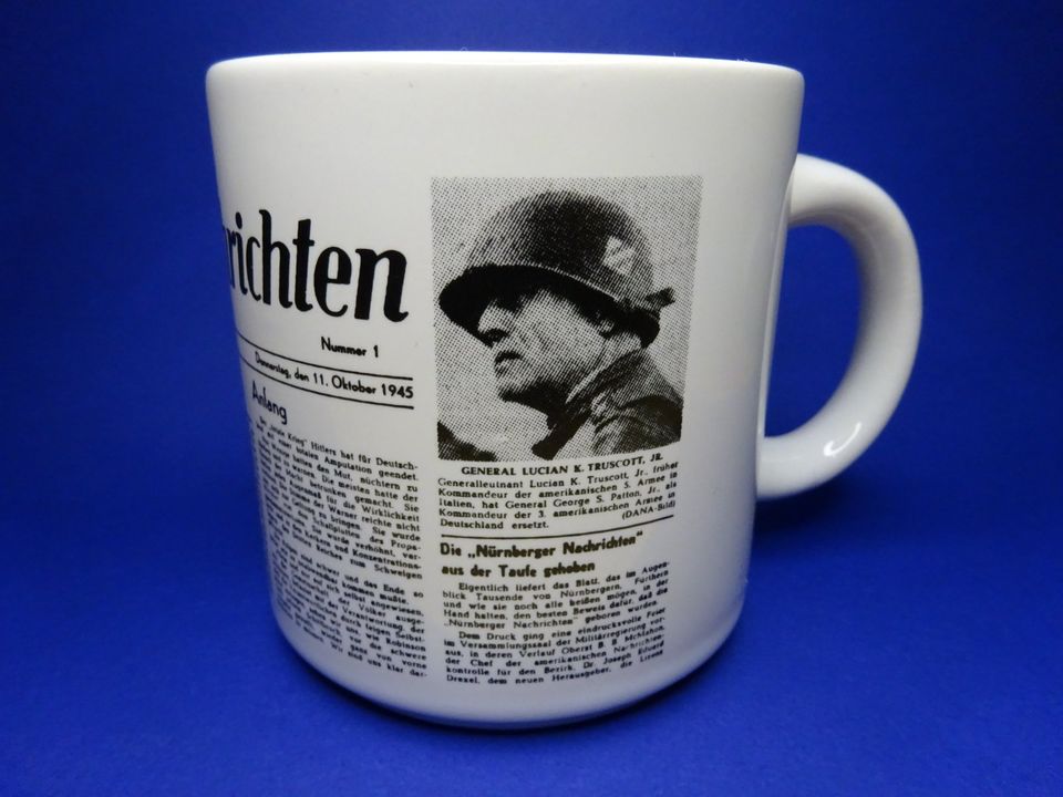 Kaffeetasse Nürnberger Nachrichten "Oktober 1945" in Pyrbaum