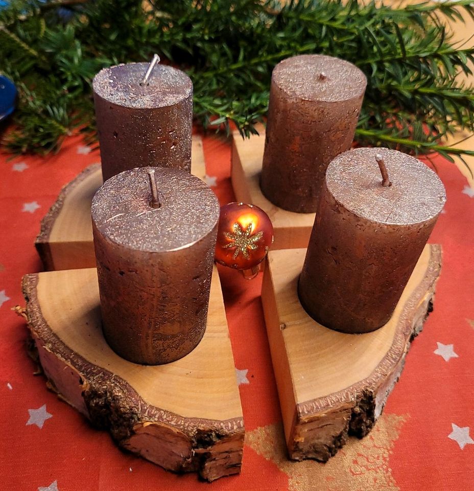 Biete wunderschönen Adventskerzenständer mit Birkenrinde in Langenpreising