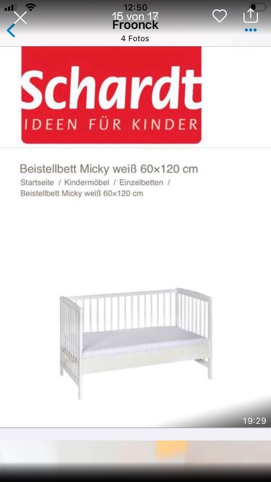 Babybett / Kinderbett von Schardt mit Matratze und viel Zubehör in Ubstadt-Weiher