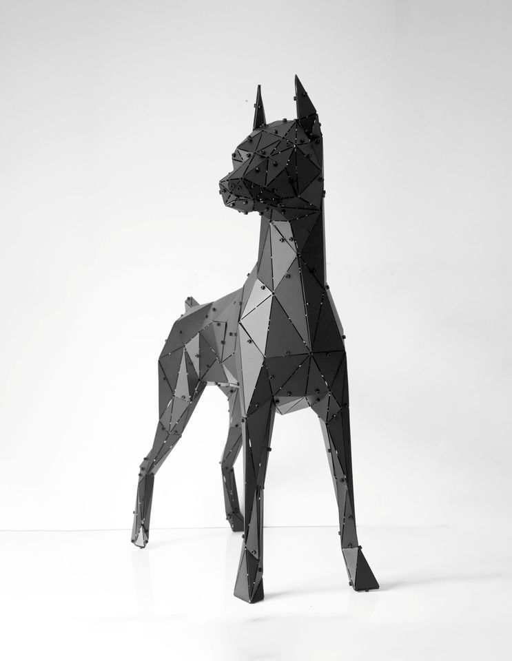 Dobermann Statue 3D Tier Metall Figur Lebensgroß 122cm Wetterfest in Gernsheim 