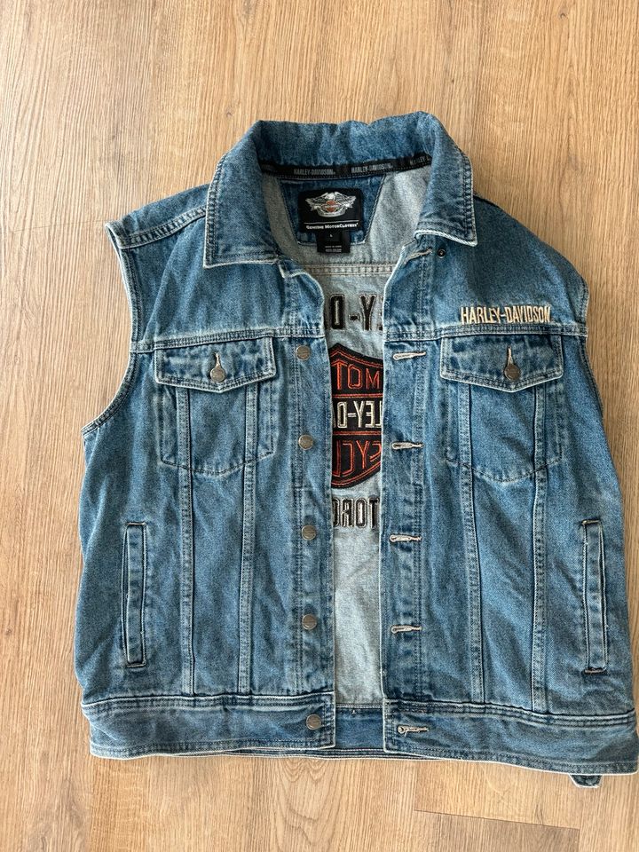 Harley Davidson Denim Jeans Weste Bestickt Limited Gr L in Berlin