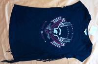 T-Shirt Longshirt C&A Gr.XS 34 USA Adler Fransen Black Jersey München - Altstadt-Lehel Vorschau