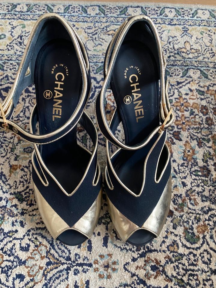 CHANEL High Heels gold canvas blau neuwertig 40 rare vintage in München