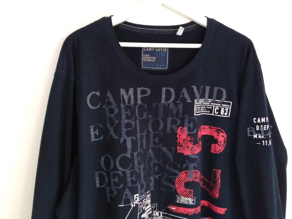 Camp David Herren Langarm Shirt in Blau Gr.XXXL m.Ablikationen C6 in Soest