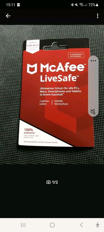 Mc Afee Virenschutz Live Safe + Jahreslinzenz zu verkaufen! in Oberzent