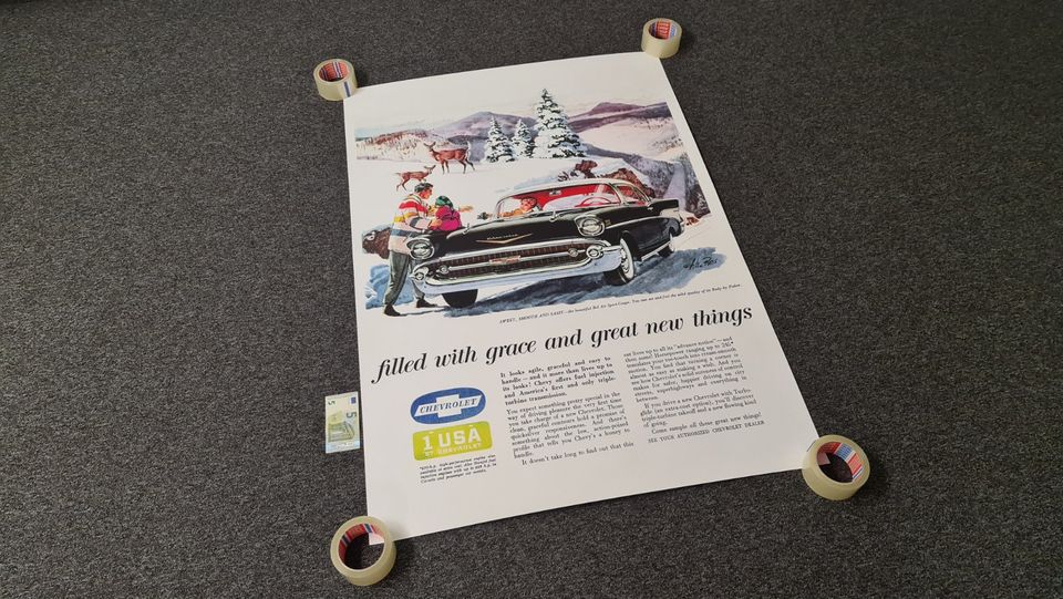 1957 Chevrolet Bel Air Poster Werbeanzeige / US Car Ad in Besigheim