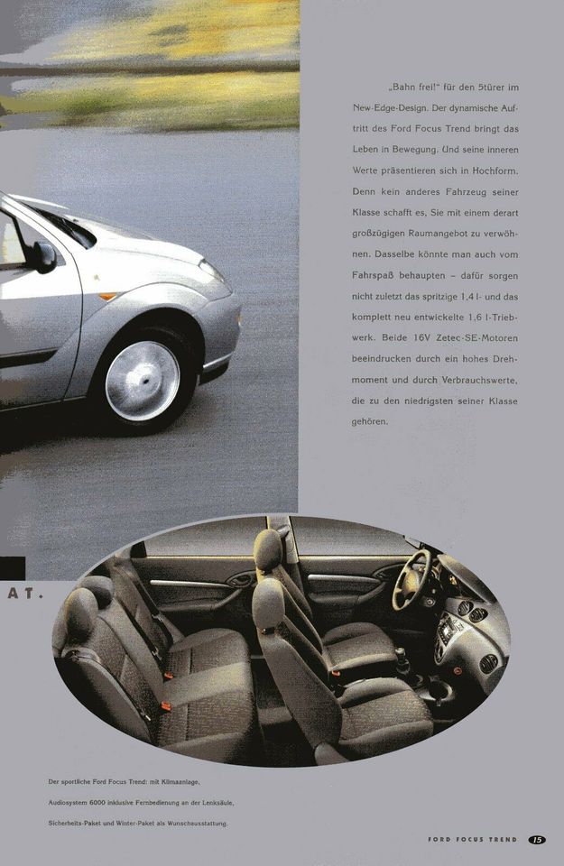 Original Prospekt und Daten zu Ford Focus MK 1 von 1998 in Köln