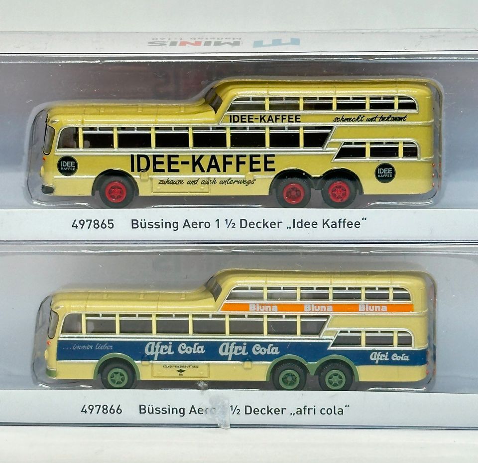 1:160 Lemke Minis Bus 1 1/2 Decker IDEE Kaffee , Sparkasse , Afri in Babenhausen
