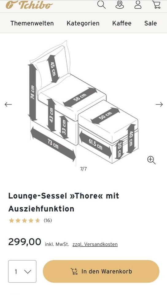 Wunderschöner Lounge Sessel von Tchibo in Helmstedt