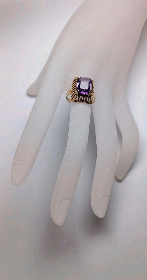 Antiker großer Amethyst Ring 585 Gold 14k 57 in Reinstorf