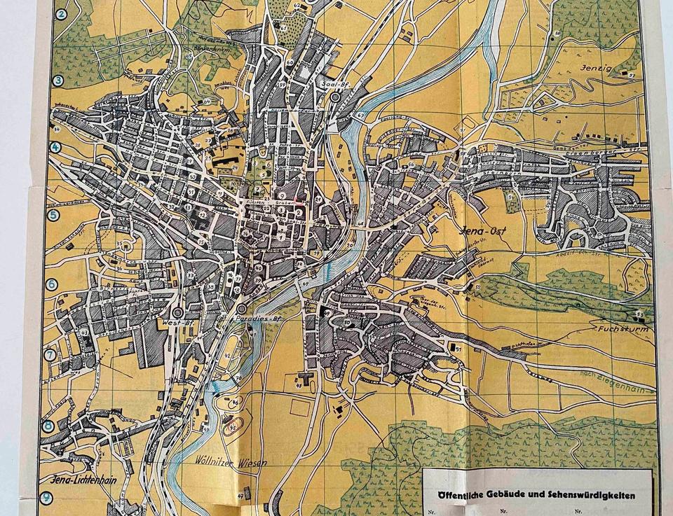 STADTPLAN Handplan JENA Werbung NS-Zeit 1939 aus Einwohnerbuch in Erfurt