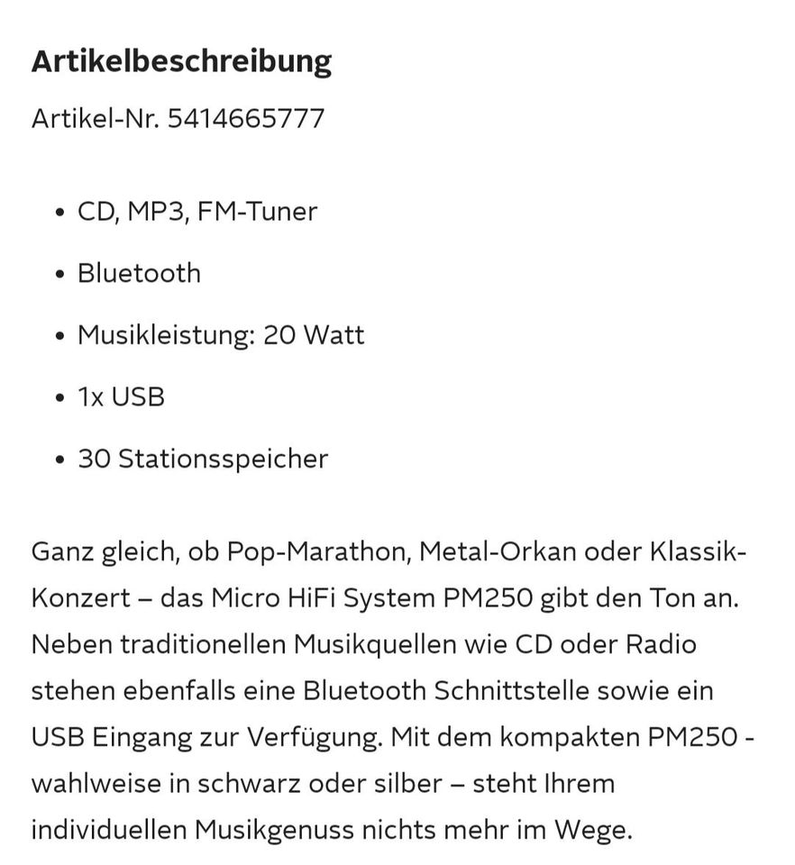 Panasonic SC-PM 250 CD/RADIO 1X AUSPROBIERT DESWEGEN NEUWERTIG in Meinerzhagen