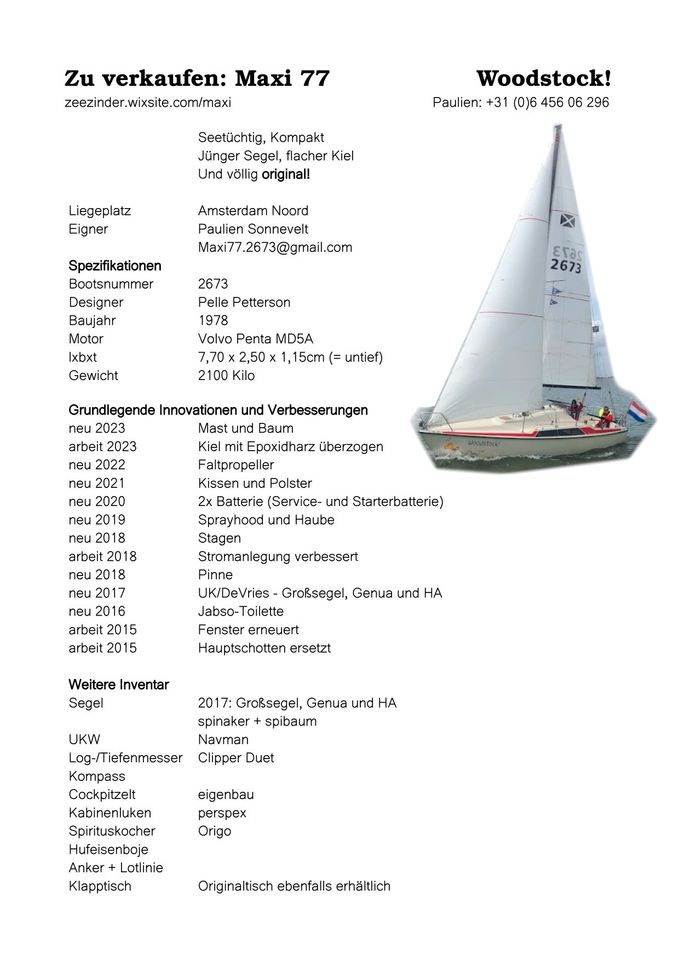 Segelboot Maxi 77 in sehr guter zustand in Emden