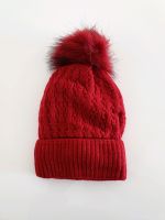 ROTE DAMEN WINTER MÜTZE MIT KUNSTFELL POMPOM UND INNENFLEECE BEAN Hessen - Offenbach Vorschau