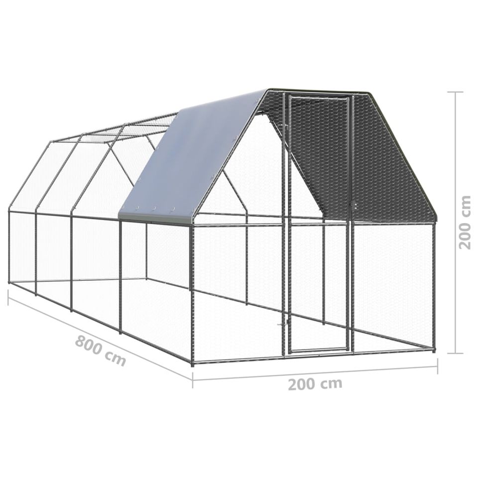 Outdoor Hühnerkäfig Hühnerstall Käfig 2x8x2 m Verzinkter Stahl in Bad Kissingen