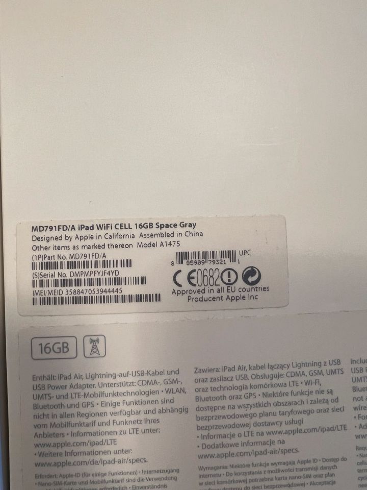 Apple iPad Air 16 GB Cell+WiFi in Holzkirchen