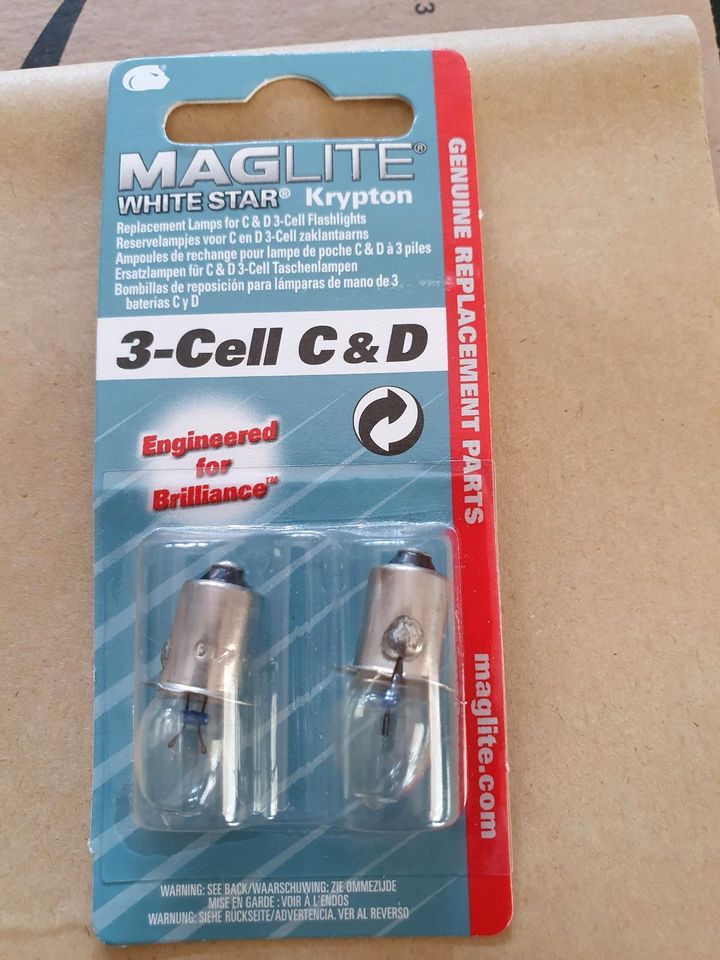 2 x MAGLITE WHITE STAR KRYPTON Birne 3 Cell Ersatz inkl Versand in Frankfurt am Main