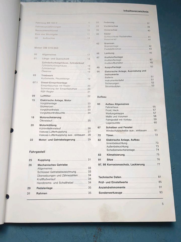 Mercedes MB 100 Werkstatt Handbuch Einführungsschrift 1988 in Selters
