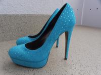 petrolfarbene Strass Pumps High Heels, Gr. 37 Berlin - Zehlendorf Vorschau