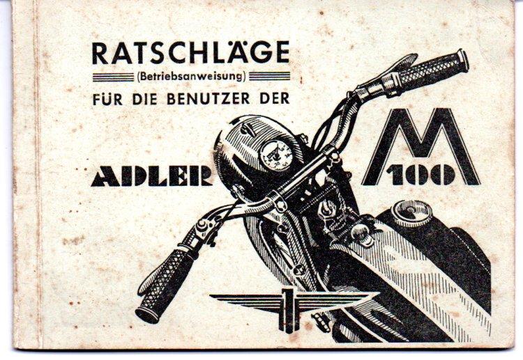 Adler M 100 Bedienungsanleitung Betriebs-Anleitung 1951 / 52 in Schopfheim
