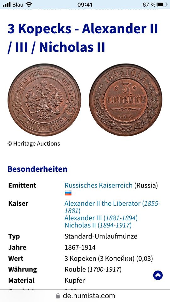 Russische Kaiserreich 3 Kopeken Münze in Lauingen a.d. Donau