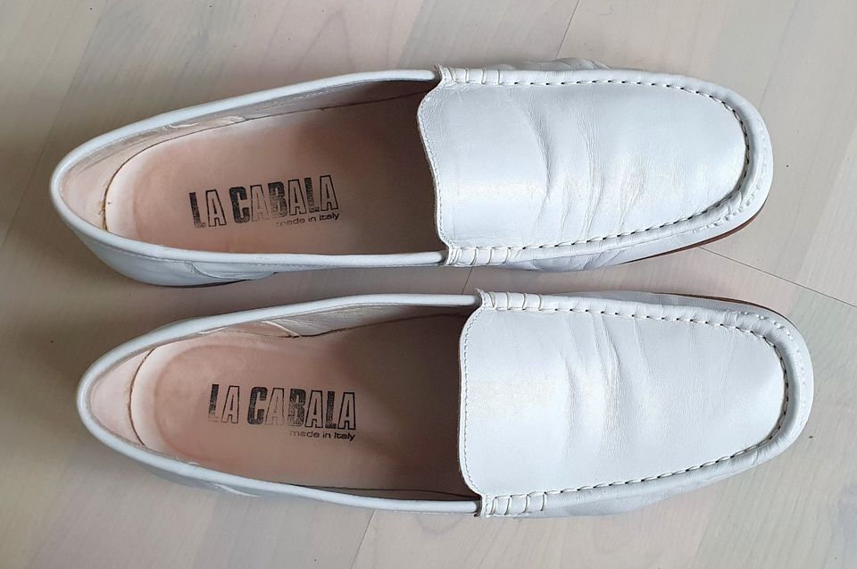 LA CABALA  Slipper, Sommerschuhe, weiß, 41, komplett Leder in Frankfurt am Main