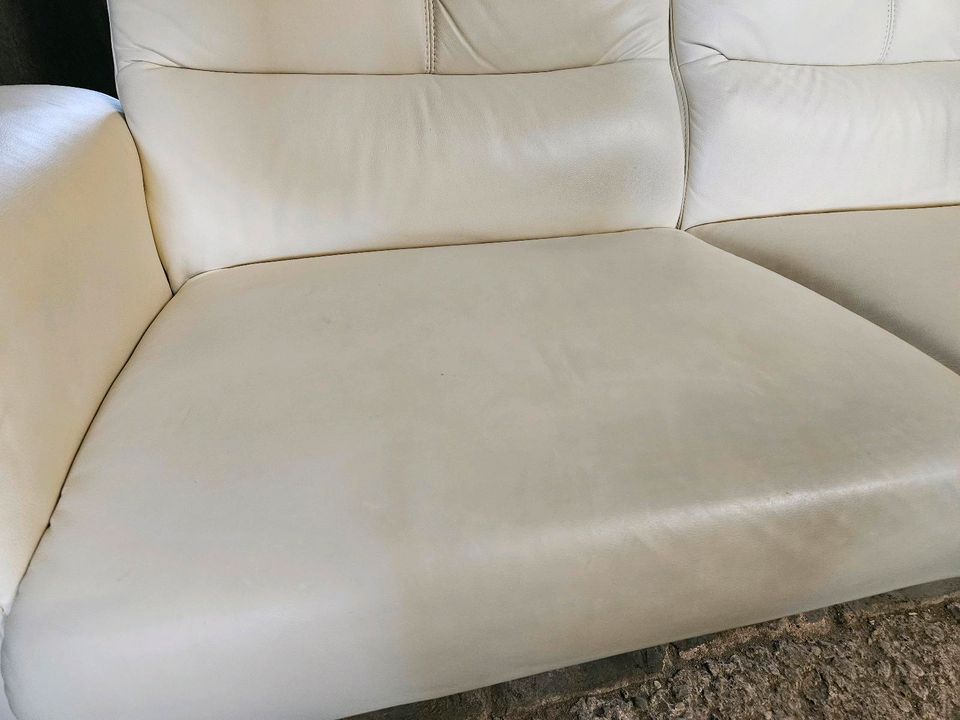 Himolla Couchgarnitur 2 Sofa Couch Sessel weiß Leder Ledercouch in Nordstemmen