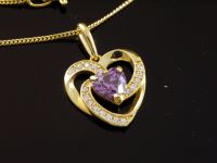 333 Goldkette mit Herz Amethyst Anhänger 14 mm x 12 mm Zirkonia Nordrhein-Westfalen - Altena Vorschau