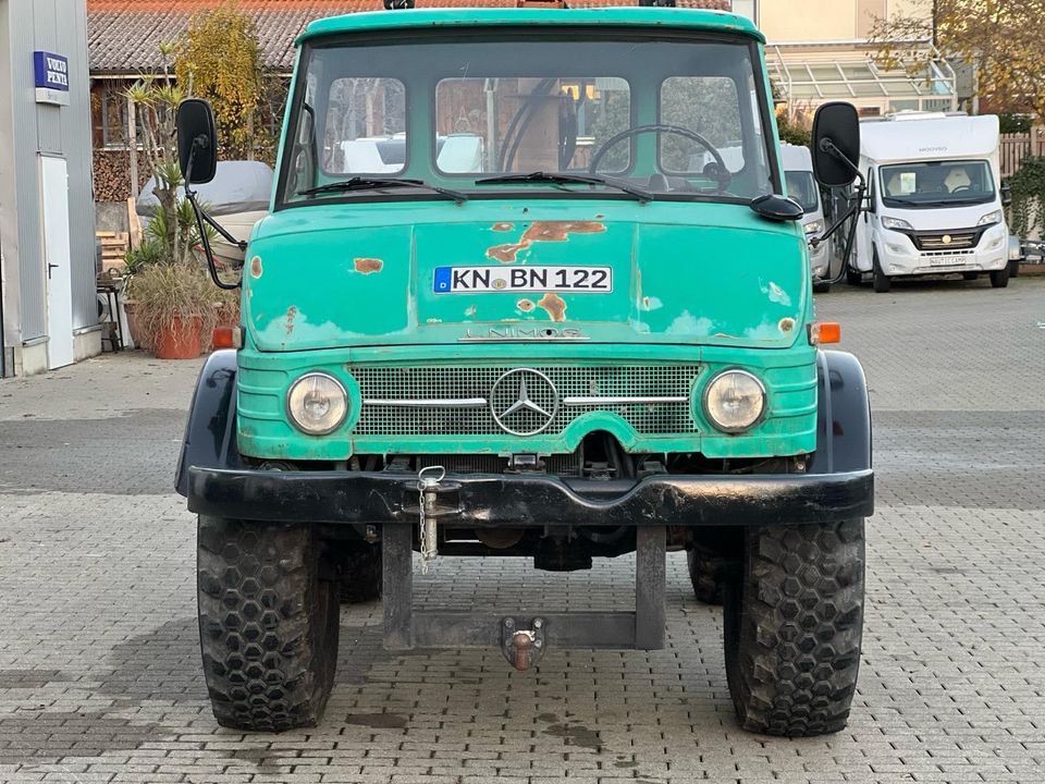 Mercedes Benz Unimog 406 mit Lade Kran 1,8t in Konstanz