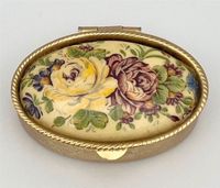 Vintage Pillendose Schmuckbox Blumen Gold Schatulle Floral RAR Schwerin - Altstadt Vorschau