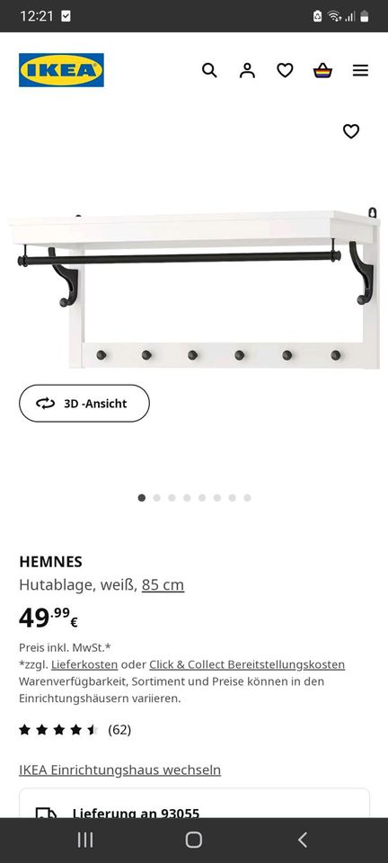 Ikea Hemnes Hutablage Garderobe in Regensburg