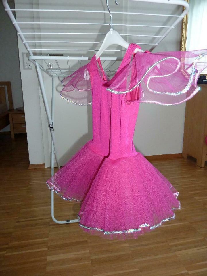 Ballett Kostüm Schmetterling Kleid Tutu pink Glitzer ca. 104/110 in Bad Krozingen