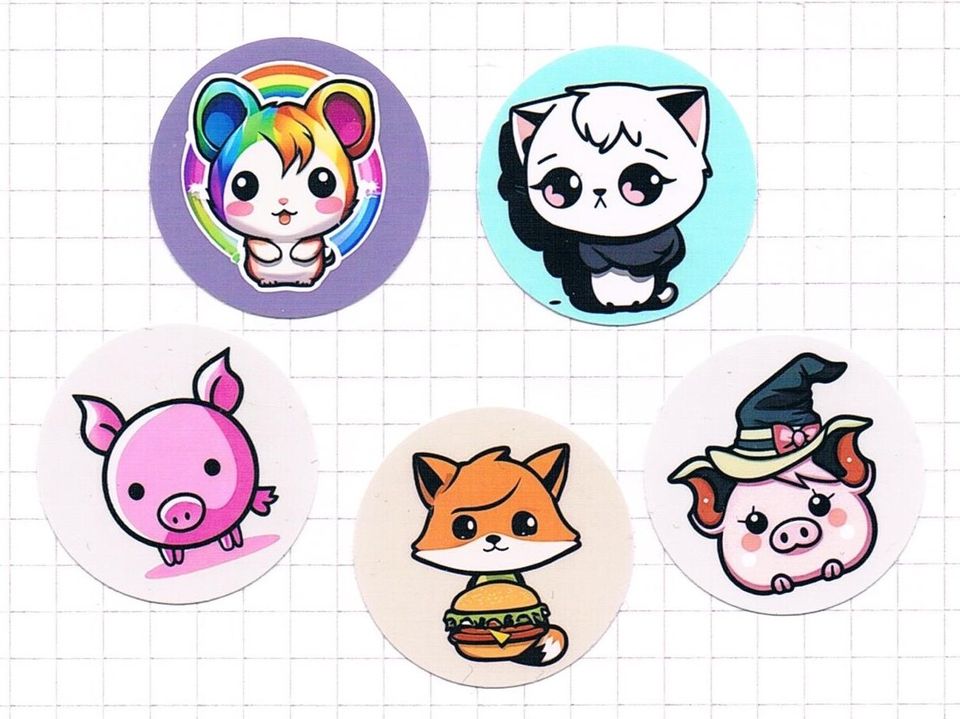 5 Sticker - cute kawaii anime manga fuchs, ferkel, katze, hamster in Berlin