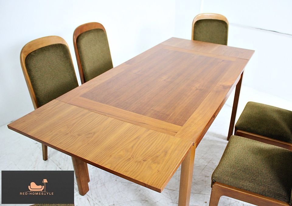 Esszimmer Tisch Teak Massiv Holz Denmark 6 Stühle Mid 60er 70er in Lage