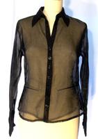 Oui Damen Bluse Transparent Langarm Dunkelblau Glänzend Gr. 38 Hessen - Herleshausen Vorschau