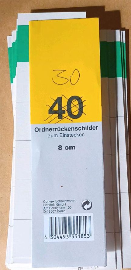 30 Ordnerrückenschilder - Neu in Philippsthal (Werra)