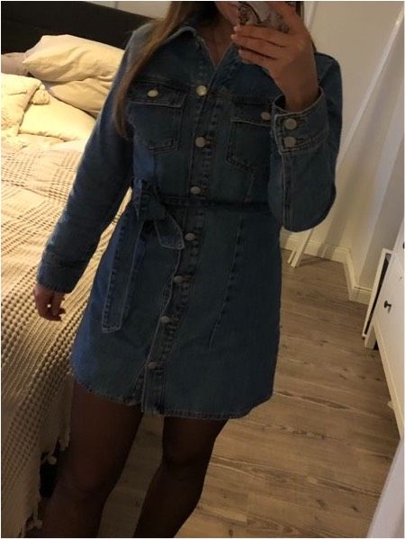 ZARA Jeanskleid S Mini Hemd Kleid blau Denim in Harsefeld