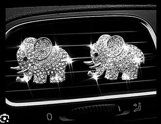 2 X Kristall Elefant Bling Strass Auto Lufterfrischer Lüftung