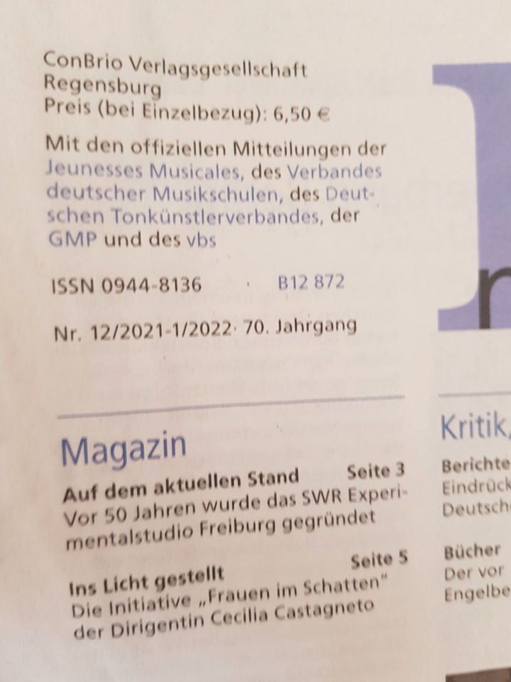 NMZ Fachzeitschrift Zeitung NEUE MUSIKZEITUNG Fachzeitung Musik in Bötzingen