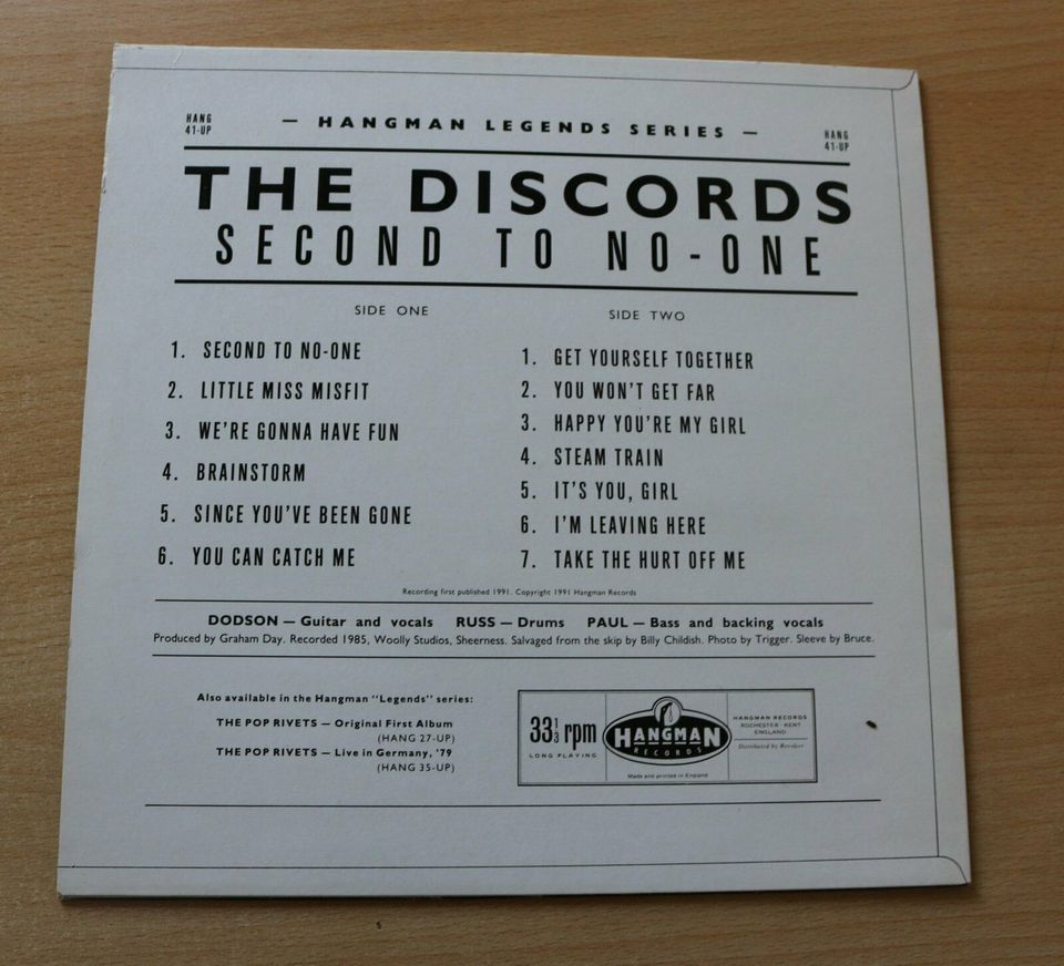 LP - The Discords - Second To No-One in Hünfeld