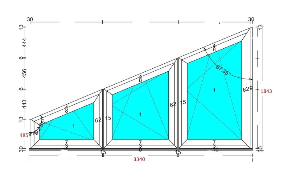 Fenster Kunststoff PVC neu Schräg Dreieck 7016 Anthrazit in Münnerstadt