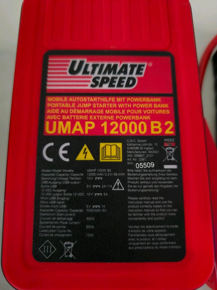 Ultimate Speed Mobile Auto Starthilfe Powerbank UMAP 12000 mAh in Hanau
