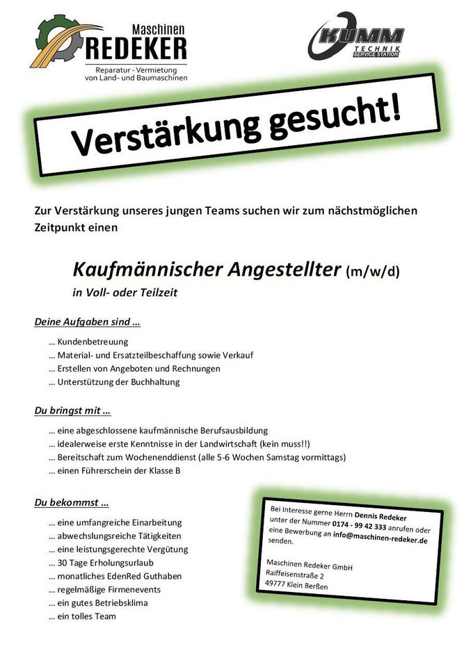 Kaufmännischer Angestellter gesucht! Buchhaltung Verwaltung Einkauf Verkauf Büro Teilzeit Vollzeit Mitarbeiter gesucht in Klein Berßen