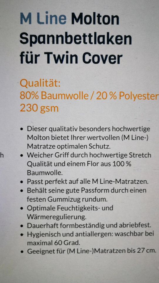 M Line Molton Spannbettlaken für Twin Cover = 2 Einzelmatratzen in Saarbrücken